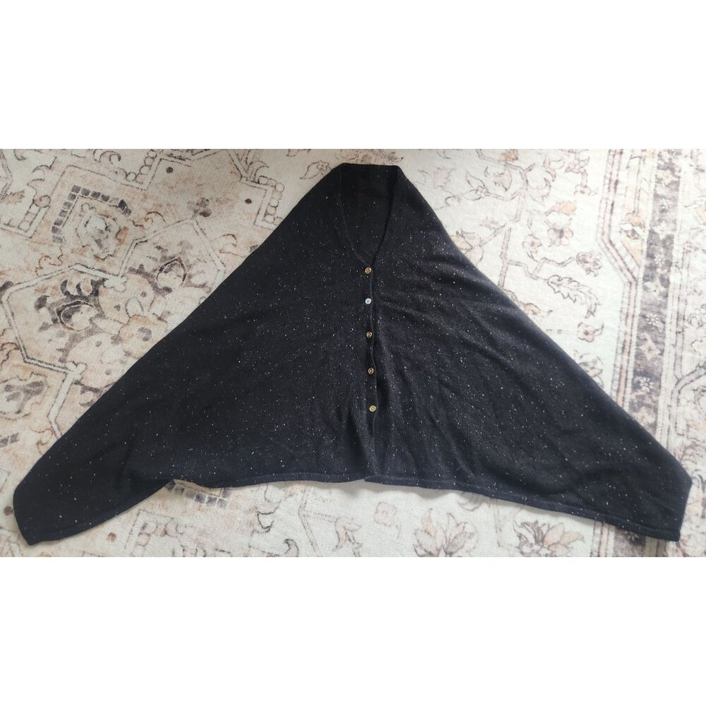 Talbots Women's Sz. XS/S Black & Grey Cashmere Poncho